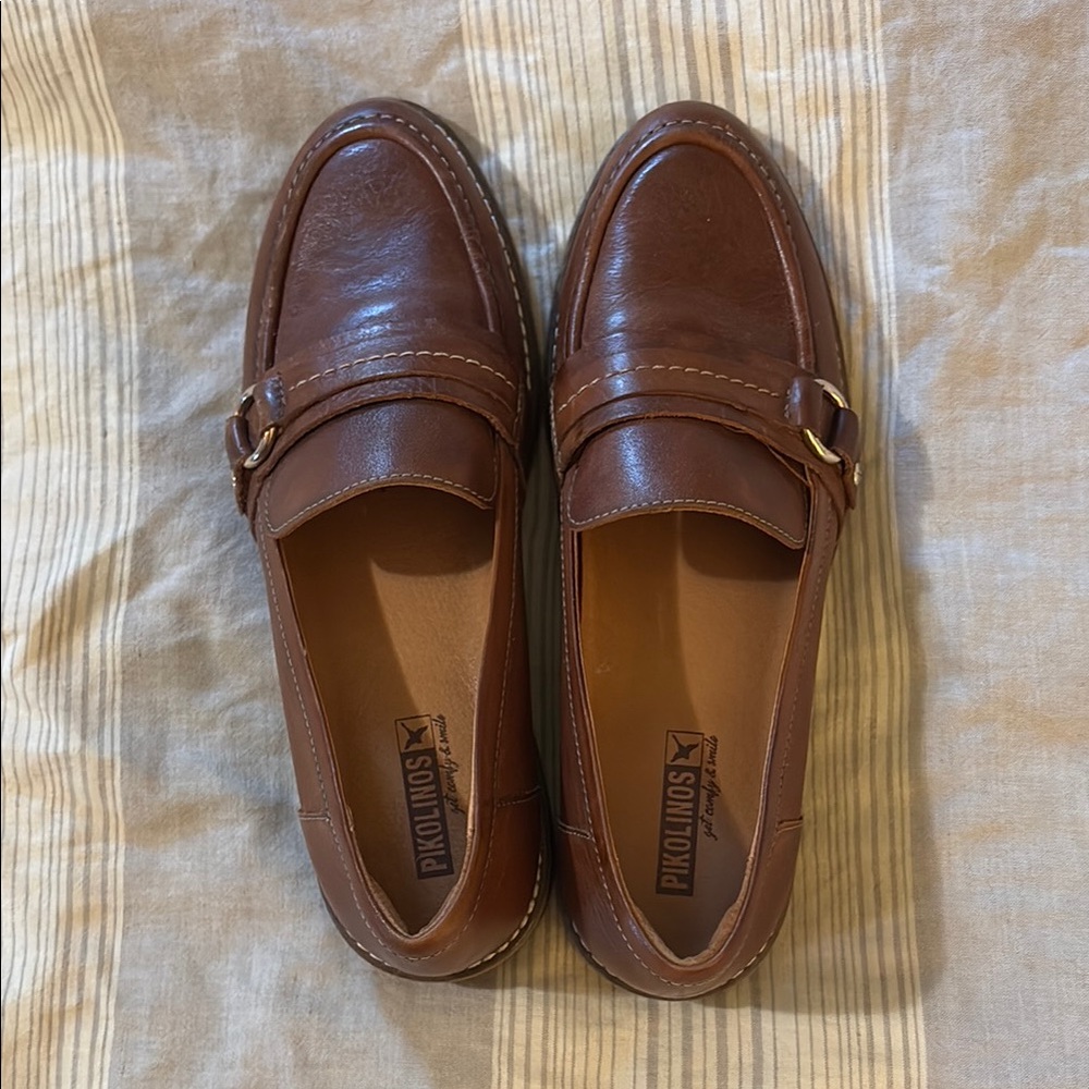 Pikolinos Brown Leather Slip-On Loafers